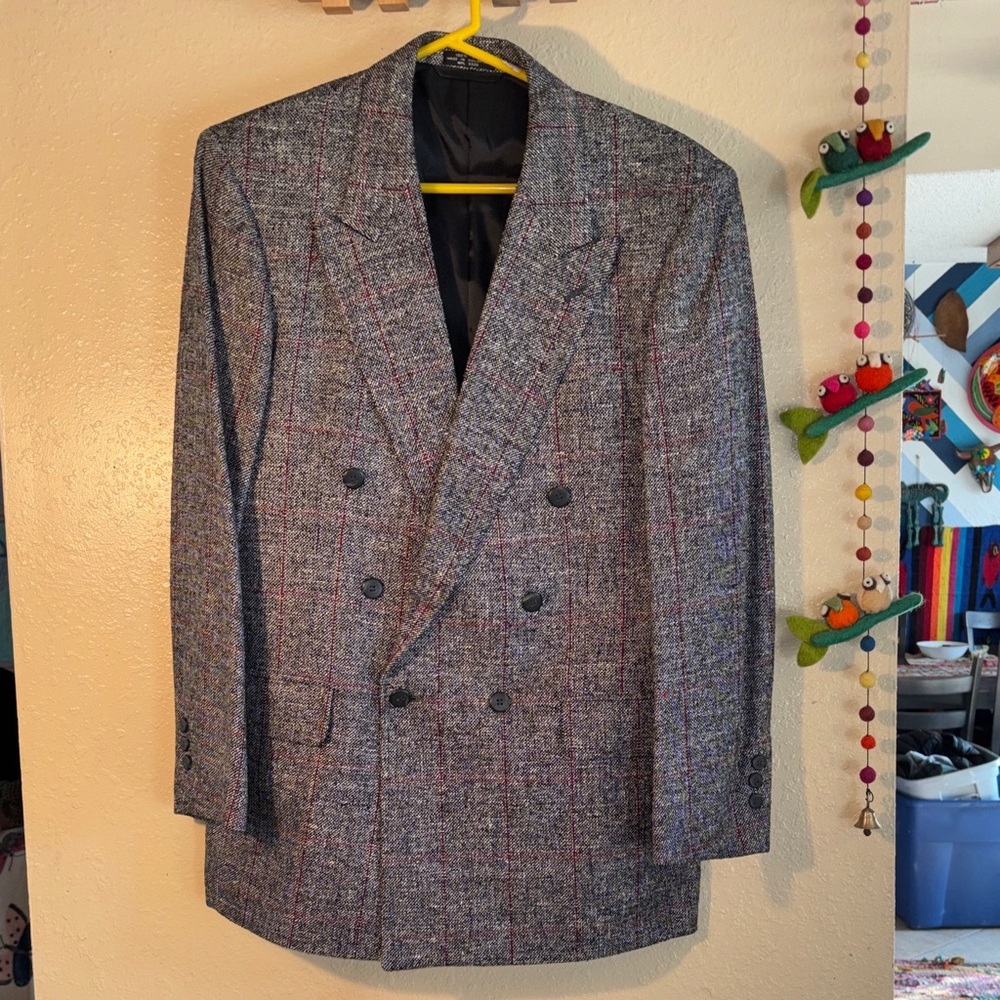 VINTAGE Witty Brothers 100%Silk herringbone tweed Blazer long jacket.